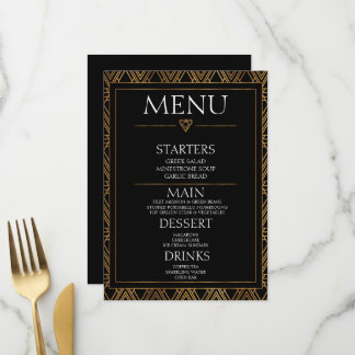 Maak uw eigen - Minimalistische Zwarte Art Deco Menu