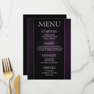 Maak uw eigen - Minimalistische Zwarte Paarse Even Menu