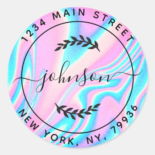 Maak Uw Eigen Modern Ronde Retouradres Sticker (Voorkant)