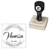 Maak Uw Eigen Moderne Ronde Retour Naam Rubberstempel (Gestempeld)