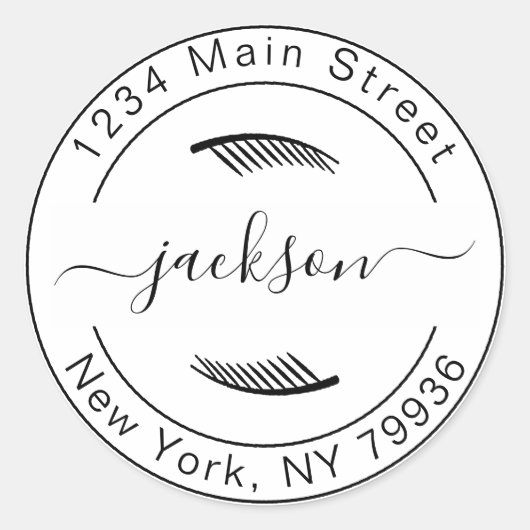 Maak Uw Eigen Moderne Ronde Retouradres Ronde Sticker (Voorkant)