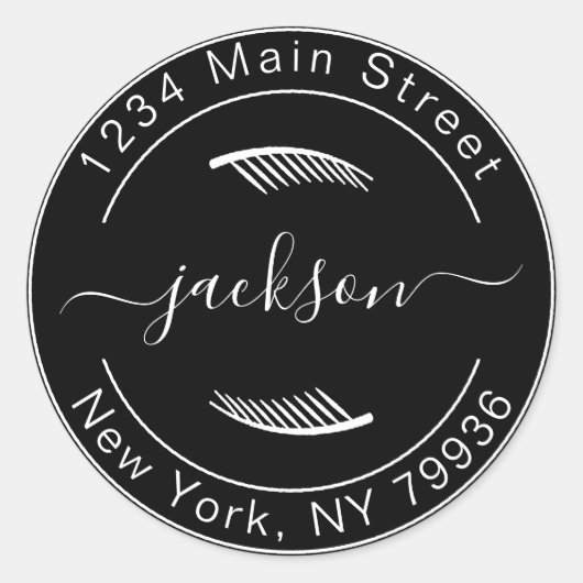 Maak Uw Eigen Moderne Ronde Retouradres Ronde Sticker (Voorkant)