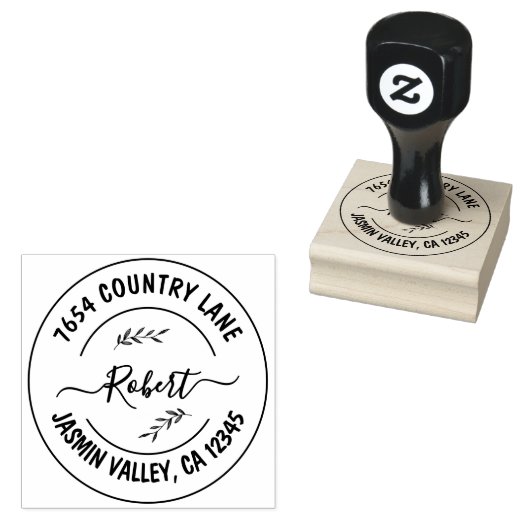 Maak Uw Eigen Moderne Ronde Retouradres Rubberstempel (Gestempeld)