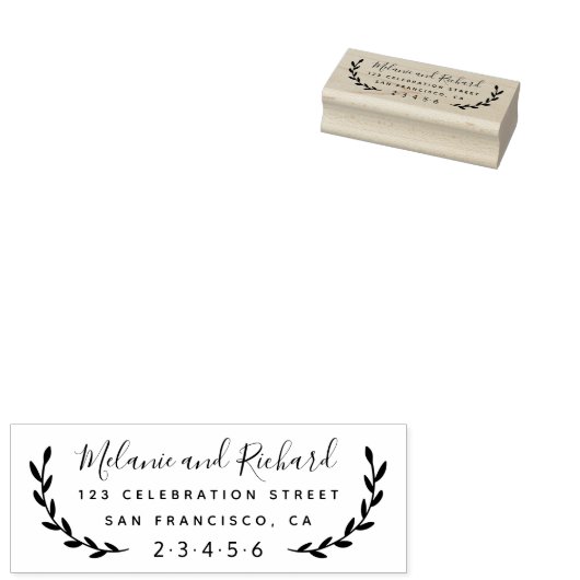 Maak uw eigen naam Botanische Retouradres Rubberstempel (Gestempeld)