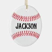 Maak uw eigen naam/tekst van de Aangepaste Basebal Keramisch Ornament (Rechts)