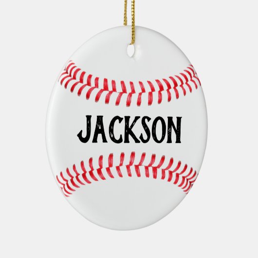 Maak uw eigen naam/tekst van de Aangepaste Basebal Keramisch Ornament (Rechts)