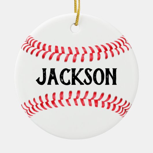 Maak uw eigen naam/tekst van de Aangepaste Basebal Keramisch Ornament (Voorkant)