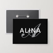 Maak uw eigen naammonogram rechthoek 3.5" x 2.5 button (Voorkant / Achterkant)