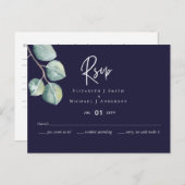 Maak uw eigen Navy Witte Eucalyptus RSVP briefkaar Briefkaart (Voorkant / Achterkant)