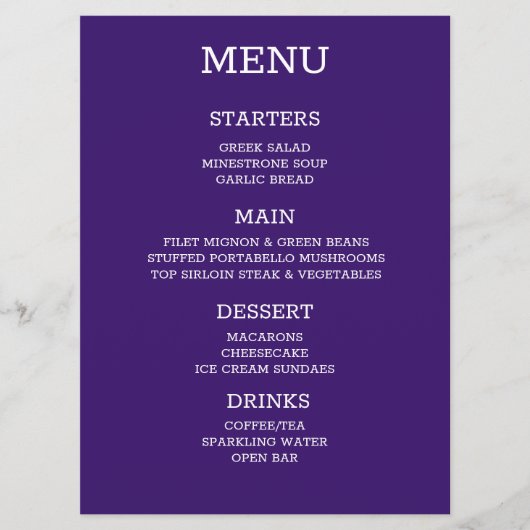 Maak Uw Eigen Personal Menu (Voorkant)