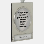 Maak uw eigen persoonlijke foto verzilverd banner ornament (Rechts)