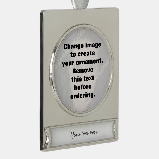 Maak uw eigen persoonlijke foto verzilverd banner ornament (Rechts)