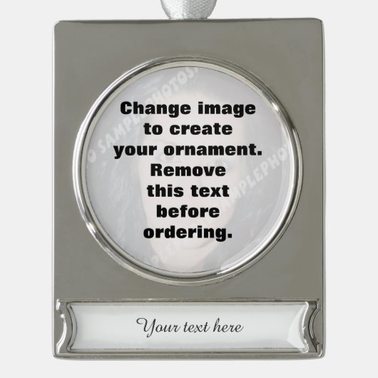 Maak uw eigen persoonlijke foto verzilverd banner ornament (Voorkant)