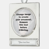 Maak uw eigen persoonlijke foto verzilverd banner ornament (Links)