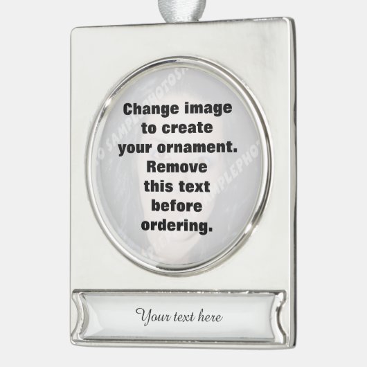 Maak uw eigen persoonlijke foto verzilverd banner ornament (Links)