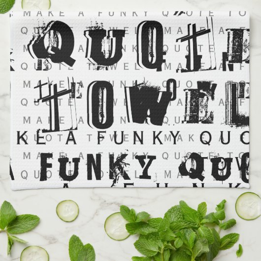 Maak uw eigen persoonlijke Funky Quote | wit Theedoek (Gevouwen)