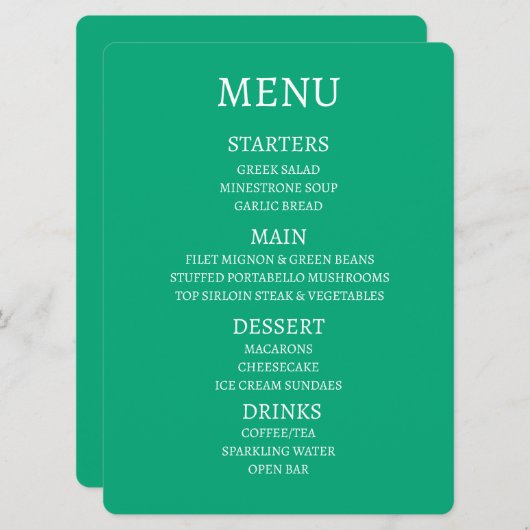 Maak Uw Eigen Persoonlijke Menu (Voorkant / Achterkant)