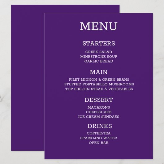 Maak Uw Eigen Persoonlijke Menu (Voorkant / Achterkant)