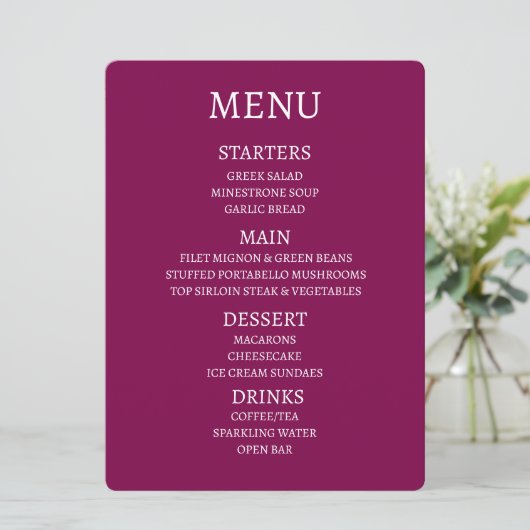 Maak Uw Eigen Persoonlijke Menu (Staand voorkant)