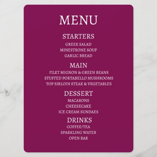 Maak Uw Eigen Persoonlijke Menu (Voorkant)