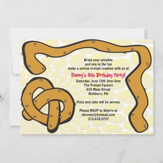MAAK UW EIGEN PRETZEL-feestdag uitnodiging (Voorkant)