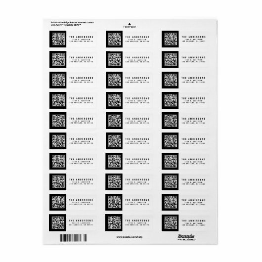 Maak uw eigen QR-code | Modern retouradres Etiket (Full Sheet)