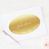 Maak Uw Eigen Retouradres Goud Wit Ovale Sticker (Envelop)