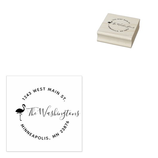Maak uw eigen Rond Chhic Flamingo Douaneadres Rubberstempel (Gestempeld)