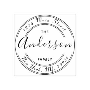 Maak Uw Eigen Ronde Familienaam Retouradres Rubberstempel