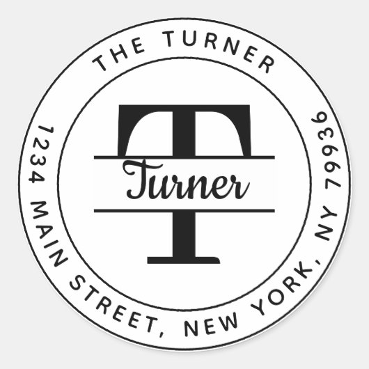 Maak Uw Eigen Ronde Initiaal Retouradres Sticker (Voorkant)