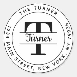 Maak Uw Eigen Ronde Initiaal Retouradres Sticker