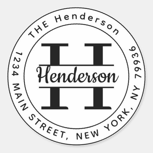 Maak Uw Eigen Ronde Monogram Retouradres Ronde Sticker (Voorkant)