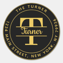 Maak Uw Eigen Ronde Monogram Terugadres Sticker