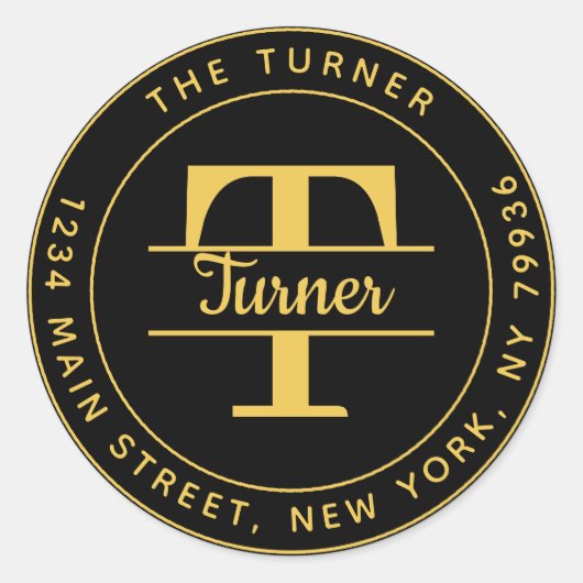 Maak Uw Eigen Ronde Monogram Terugkeeradres Ronde Sticker (Voorkant)