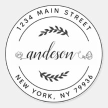 Maak Uw Eigen Ronde Retouradres Klassiek Rond