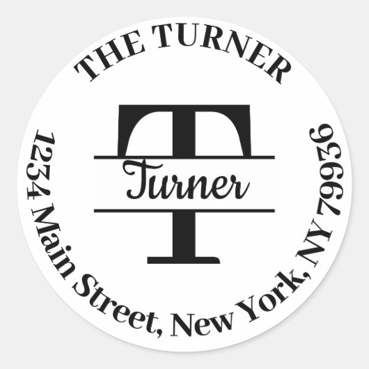 Maak Uw Eigen Ronde Retouradres Monogram Ronde Sticker (Voorkant)