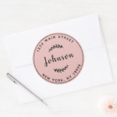 Maak Uw Eigen Ronde Retouradres Roze Goud Cla Ronde Sticker (Envelop)