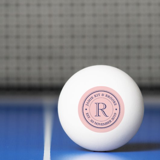 Maak uw eigen Roos kwarts roze Logo monogram Pingpongbal (Net)
