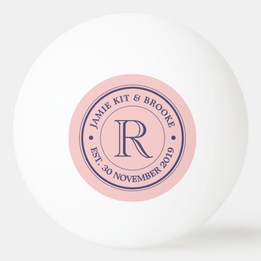 Maak uw eigen Roos kwarts roze Logo monogram Pingpongbal (Voorkant)