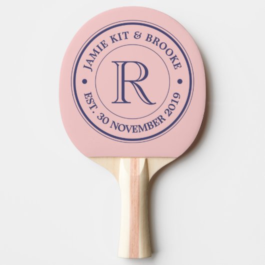 Maak uw eigen Roos kwarts roze Logo monogram Tafeltennisbatje (Voorkant)