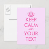 Maak uw eigen roze Houd rustig tekst briefkaarten (Voorkant / Achterkant)