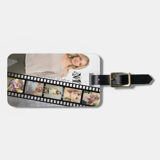 Maak uw eigen Senior Portret Retro Film negatief Bagagelabel (Voorkant horizontaal)