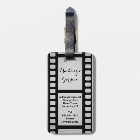 Maak uw eigen Senior Portret Retro Film negatief Bagagelabel (Achterkant verticaal)