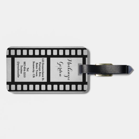 Maak uw eigen Senior Portret Retro Film negatief Bagagelabel (Achterkant horizontaal)