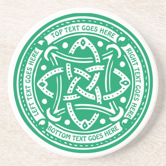 Maak uw eigen Shamrock Green Keltic Knot Irish Zandsteen Onderzetter (Voorkant)