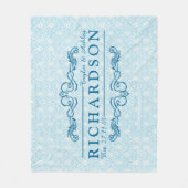 Maak uw eigen Sky Blue Damask Jubileum Monogram Fleece Deken (Voorkant)