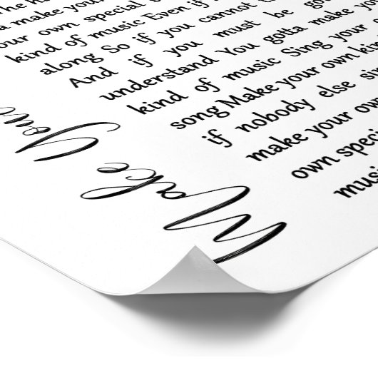 Maak uw eigen soort muziek in het witte script Son Poster (Hoek)