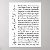 Maak uw eigen soort muziek in het witte script Son Poster (Voorkant)