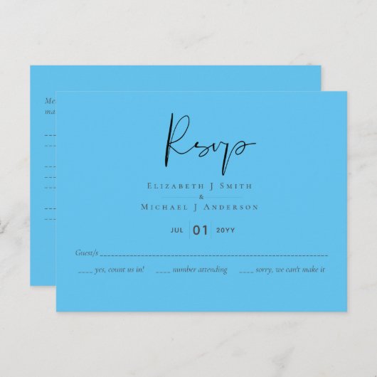 Maak Uw Eigen Uitnodigingskaart Huwelijk Aqua Blau Briefkaart (Voorkant / Achterkant)