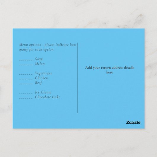 Maak Uw Eigen Uitnodigingskaart Huwelijk Aqua Blau Briefkaart (Achterkant)